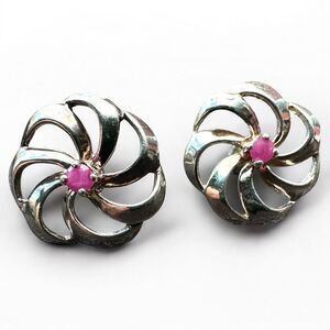 Vintage Sterling Silver & Ruby Earrings